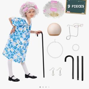 Lady Costume for Kids - 9Pcs 100 Days of School Costume-Halloween- size Large